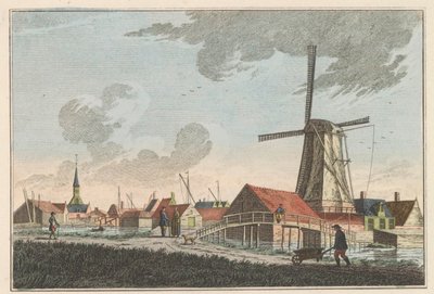 Nieuwendam, ok. 1790 Nieuwendam. Na zachód widać z Meerdijk (tytuł na obiekcie) autorstwa Carel Frederik Bendorp (I)