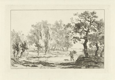 Krajobraz rzeki ze zbieraczem drewna autorstwa Carel Lodewijk Hansen