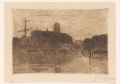 Widok na Nieuwe Haven w Dordrecht nocą? autorstwa Carel Nicolaas Storm van 