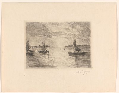 Laguna o zachodzie słońca autorstwa Carel Nicolaas Storm van 