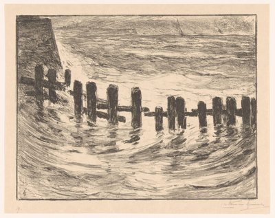 Prace palowe w Scheldt koło Vlissingen autorstwa Carel Nicolaas Storm van 
