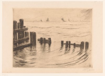 Pejzaż morski z falochronami w Vlissingen Brise-lames, Flessingue (tytuł oryginalny) autorstwa Carel Nicolaas Storm van 