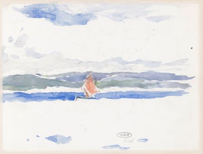 Widok na morze z łodzią (?) autorstwa Carel Nicolaas Storm van 