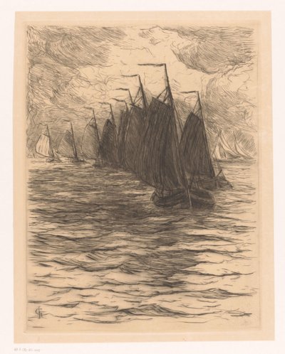 Flota na morzu autorstwa Carel Nicolaas Storm van 