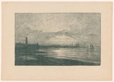 Port morski w nocy Upadek dnia (tytuł na obiekcie) autorstwa Carel Nicolaas Storm van 