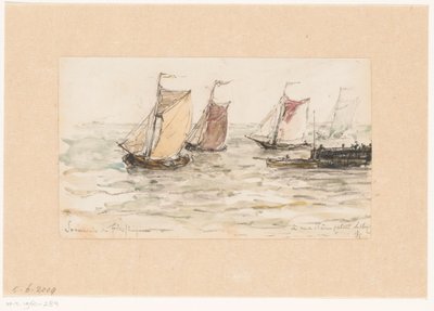 Żaglujące statki rybackie na Scheldt autorstwa Carel Nicolaas Storm van 