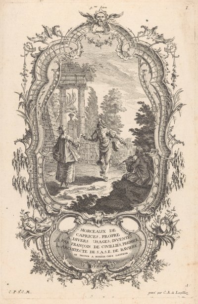 tańcząca para Postacie w pejzażach (tytuł serii) 9me Livre I Morceaux De Caprices, Propre A Divers Usages (tytuł serii na obiekcie) autorstwa Carl Albert von Lespilliez