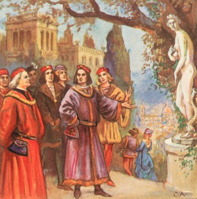 Na dworze Medyceuszy (powiększona kolorowa litografia) autorstwa Carl Arriens