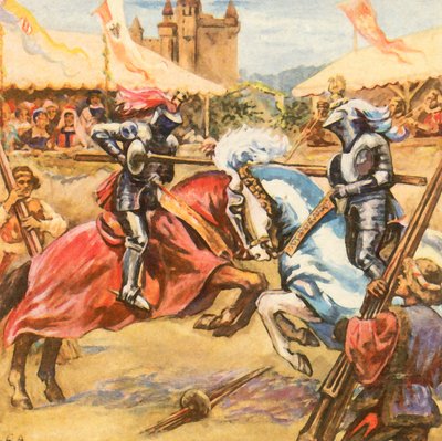 Turniej rycerski na dworze książęcym (wzmocniona kolorowa litografia) autorstwa Carl Arriens