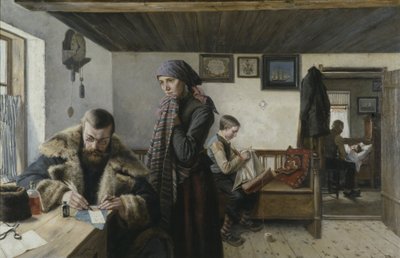 Doktor wzywa, ok. 1900 (olej na płótnie) autorstwa Carl Aspelin