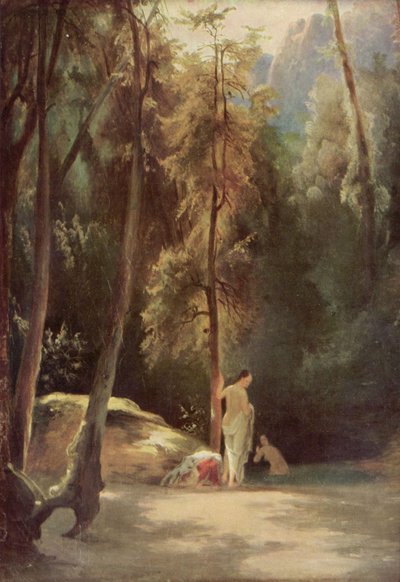 Kąpiących się w parku Terni (Kąpiące się kobiety w lesie) autorstwa Carl Blechen
