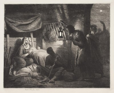 Adoracja pasterzy autorstwa Carl Bloch