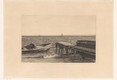 Łódź wiosłowa na molo autorstwa Carl Bloch