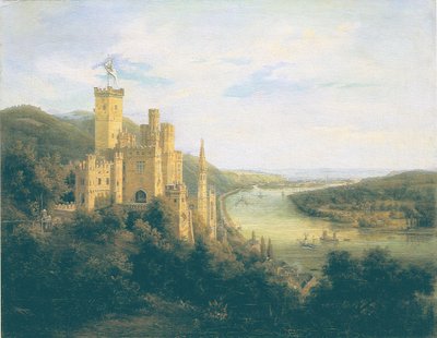 Widok na zamek Stolzenfels nad rzeką Rhein autorstwa Carl Daniel Freydanck