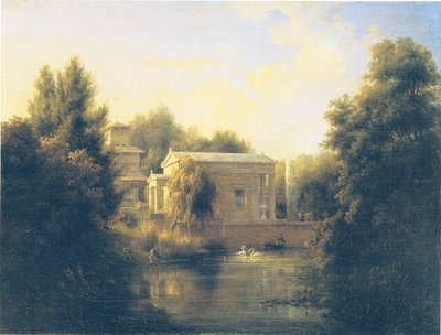 widok na domek ogrodowy Charlottenhof (od strony wody) autorstwa Carl Daniel Freydanck