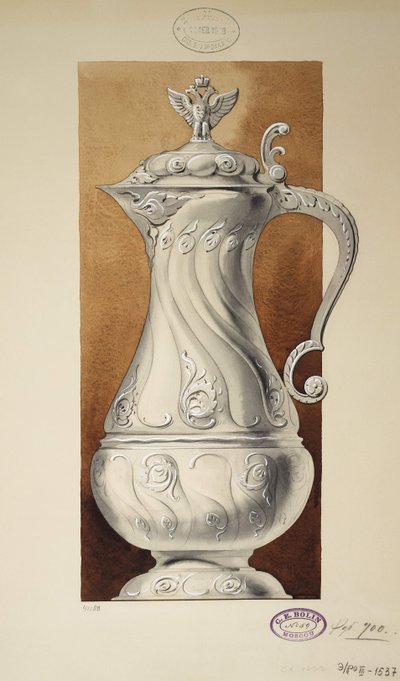Projekt dzbanka na wino. Seria Posag Wielkiej Księżnej Marii Pawłownej, 1907-1908 autorstwa Carl Edvard Bolin company