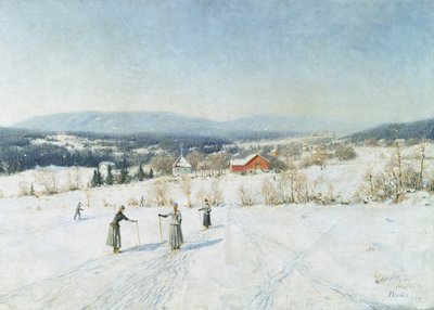 Krajobraz z narciarzami autorstwa Carl Edvard Diriks