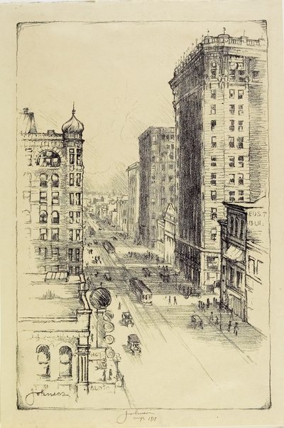 Hennepin Avenue poniżej Szóstej Ulicy autorstwa Carl Edward Johnson