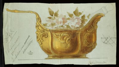 Duży metalowy kovsh w stylu Ludwika XV, Dom Carla Faberge autorstwa Carl Fabergé