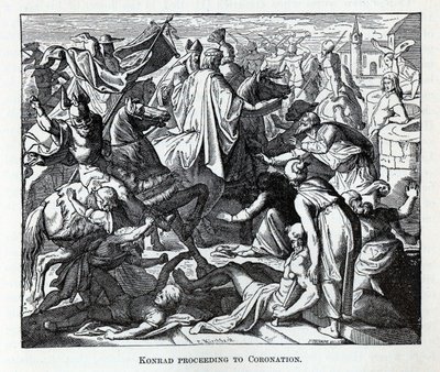 Konrad przystępujący do koronacji, 1882 autorstwa Carl Ferdinand Obermann