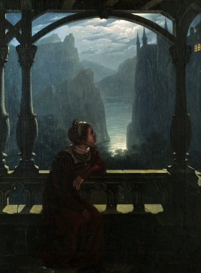 Zamek Rycerski w blasku księżyca, 1817. autorstwa Carl Friedrich Hampe