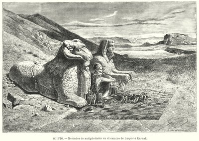 Sprzedawca zabytków na drodze z Luksoru do Karnaku w Egipcie (lito) autorstwa Carl Friedrich Heinrich (after) Werner