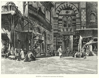 Wejście do kompleksu Qalawun, Kair, Egipt (lito) autorstwa Carl Friedrich Heinrich (after) Werner