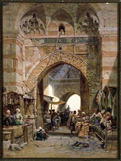 Scena na bazarze, 1875 (wc na papierze) autorstwa Carl Friedrich Heinrich Werner