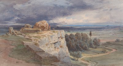 Widok Norby od północy, w kierunku San Felice Circeo, 1856. autorstwa Carl Friedrich Heinrich Werner