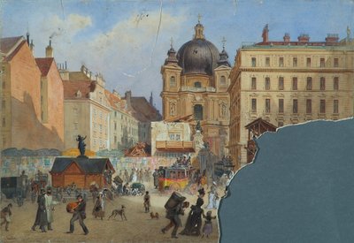 Peterskirche w Wiedniu widziany z Graben autorstwa Carl Goebel d. J.