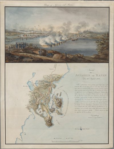 Widok i mapa sprawy w Ratanie, 20 sierpnia 1809 r. 1809 autorstwa Carl Gustaf Gillberg