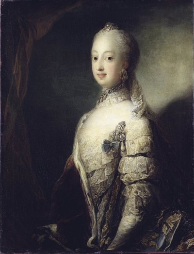 Sophie Madeleine Danii, królowej Szwecji i Finlandii - Portret Zofii Magdaleny Danii (1746-1813), królowej Szwecji, autorstwa Pilo, Carl Gustaf (1711-1793). olej na płótnie autorstwa Carl Gustaf Pilo
