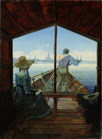 Gondola na Łabie w pobliżu Drezna autorstwa Carl Gustav Carus