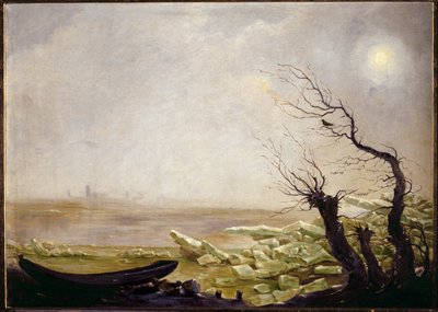 Łódź złapana w kry lodowe (olej na płótnie) autorstwa Carl Gustav Carus
