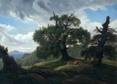 Dęby nad morzem. 1835 autorstwa Carl Gustav Carus