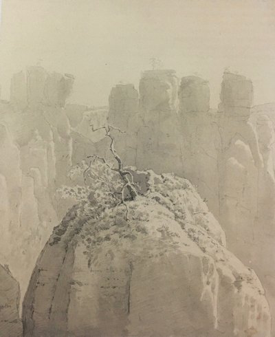 Niemiecki: Widok z mostu Bastei w Szwajcarii Saksońskiej na Kleine Gans autorstwa Carl Gustav Carus