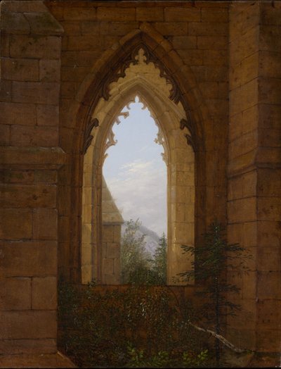 Gotyckie okno w ruinach klasztoru Oybin autorstwa Carl Gustav Carus