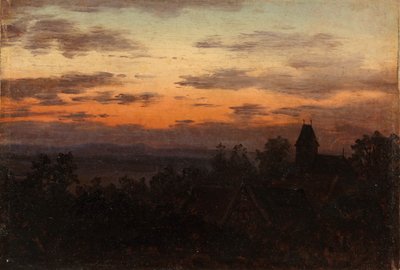Krajobraz o zachodzie słońca autorstwa Carl Gustav Carus
