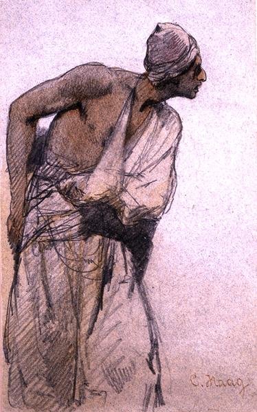 Chłop arabski (mycie ołówkiem i akwarelą na papierze) autorstwa Carl Haag