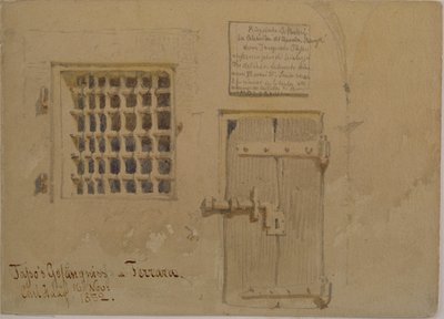 Więzienie Jasso w Ferrarze, 1852 (wypranie ołówka i toalety na papierze) autorstwa Carl Haag