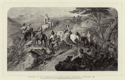 Poranek w Highlands, rodzina królewska wstępująca do Lochnagar, 1853 autorstwa Carl Haag