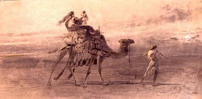 Podróżowanie po pustyni (akwarela na papierze) autorstwa Carl Haag