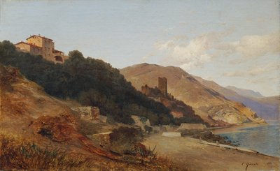 Włoski wieczorny krajobraz (jesienny wieczór na Riwierze w pobliżu Bordighera) autorstwa Carl Hasch