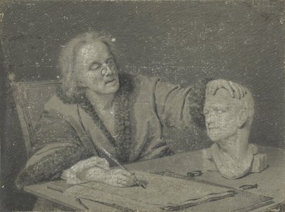 Rysownik szkicujący gipsową głowę autorstwa Carl Heinrich Mylius