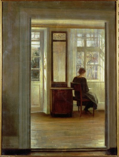 Dama we wnętrzu (olej na płótnie) autorstwa Carl Holsoe