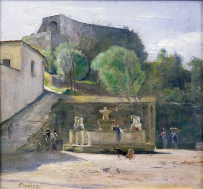 Przy fontannie, Włochy autorstwa Carl Holsoe