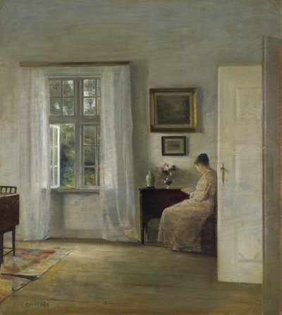 The Reader par Holsoe, Carl (1863-1935), - Olej na drewnie, 70x62,5 - Kolekcja prywatna autorstwa Carl Holsoe