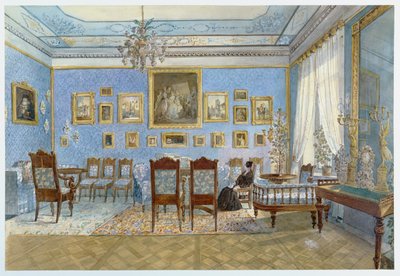 Salon Madame Hanski (1801-82) w Petersburgu (wc na papierze) autorstwa Carl Kollmann