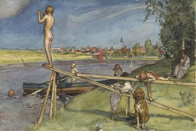 Przyjemne miejsce do kąpieli, z cyklu Dom, ok. 1895 (wc na papierze) autorstwa Carl Larsson
