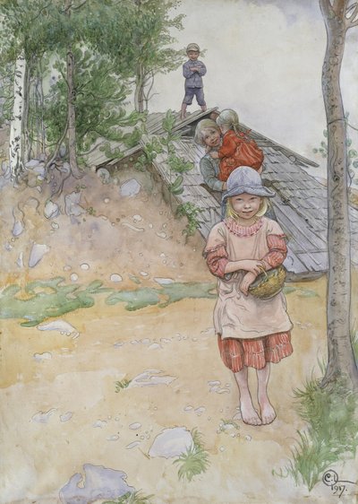 Przy piwnicy, 1917 autorstwa Carl Larsson